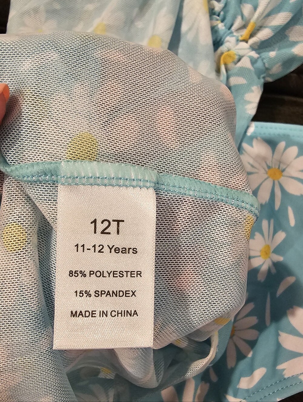 Aqua Kids Daisy Print Two Piece Swimsuit With Matching Cover-Up Size 12 Girls - Picture 4 of 7